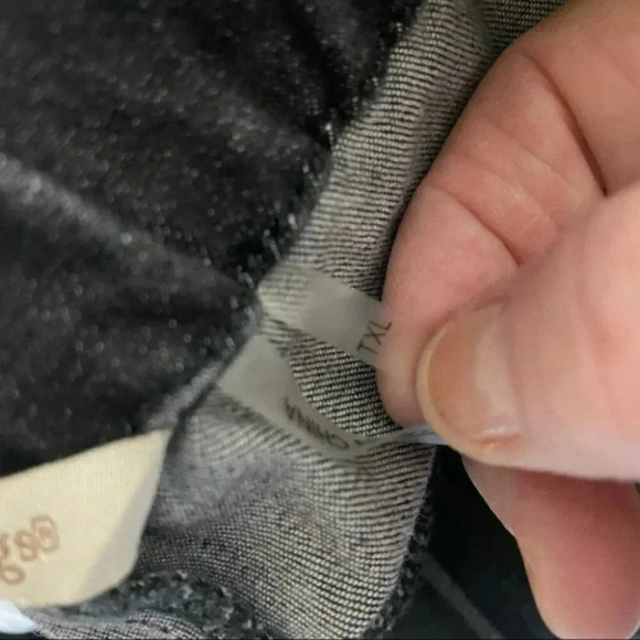 Soft Surroundings TXL Black distressed pull on jean with glitter hems - Picture 7 of 8